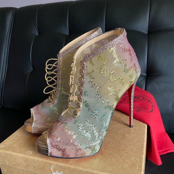 Christian Louboutin Top Top 120 Glitter Booties - Picture 5 of 11